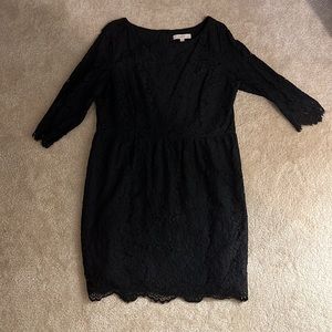 LOFT Scalloped Lace 3/4 Sleeve Dress
